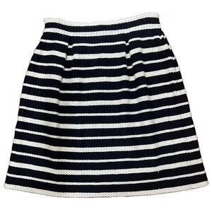 Max Studio A Line Skirt - Navy Blue and White Striped with Knitted Look - Sz XS
